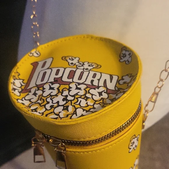 Playful Popcorn Print Yellow Crossbody Bag - Picture 6 of 14